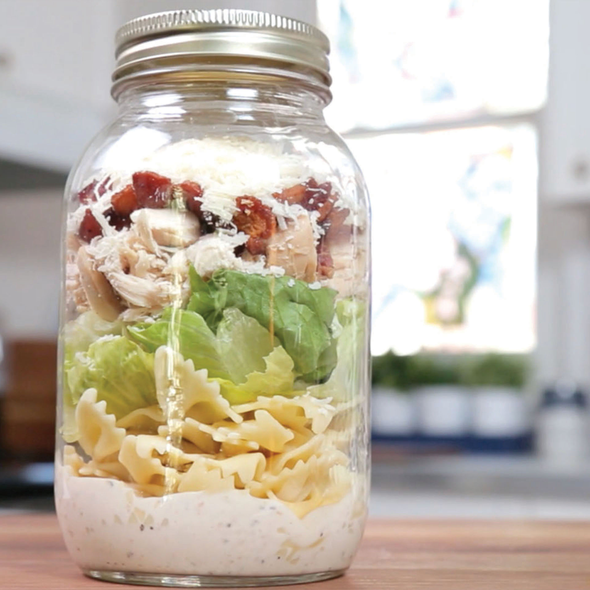 Caesar Pasta Salad In A Jar