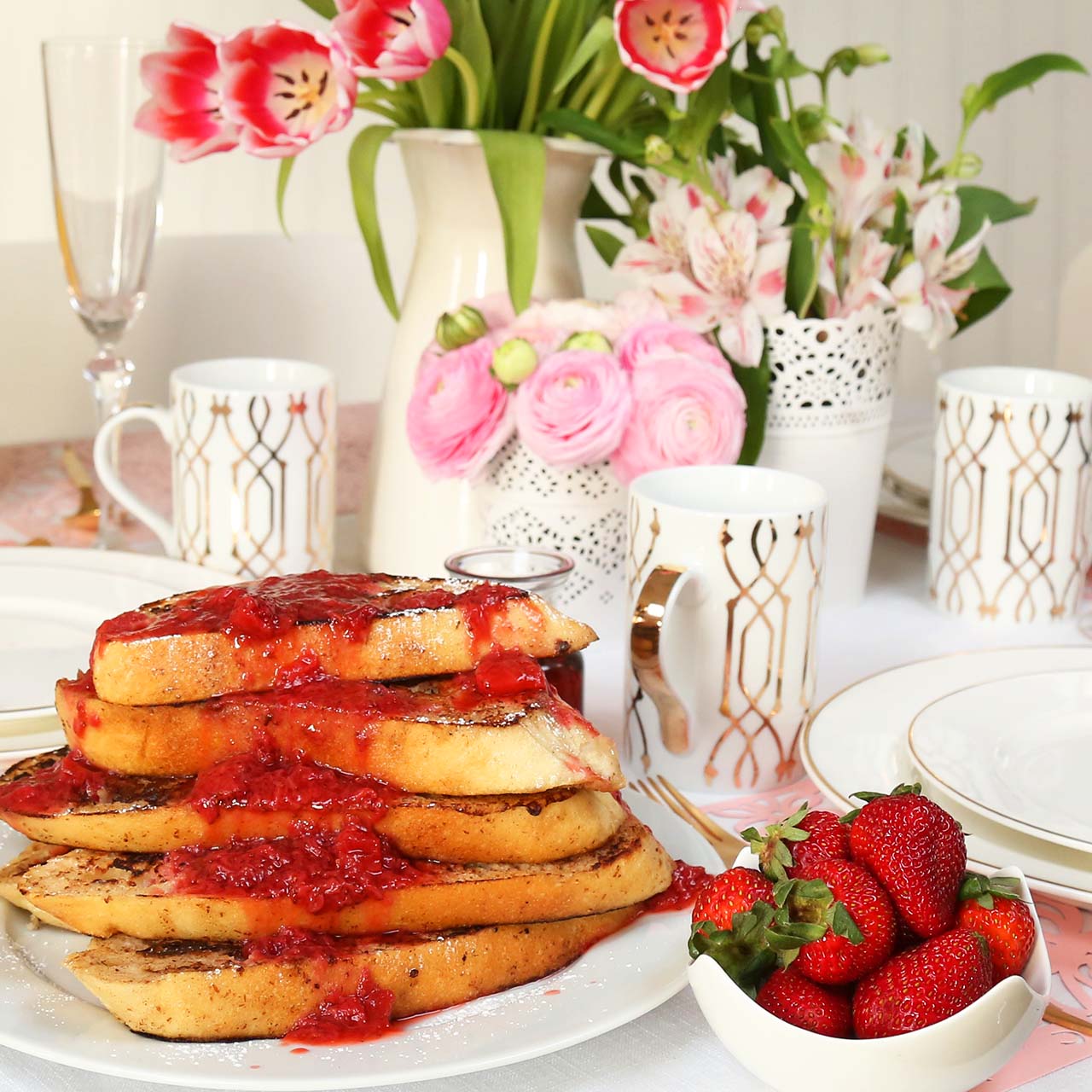 Vegan French Toast with Strawberry Sauce