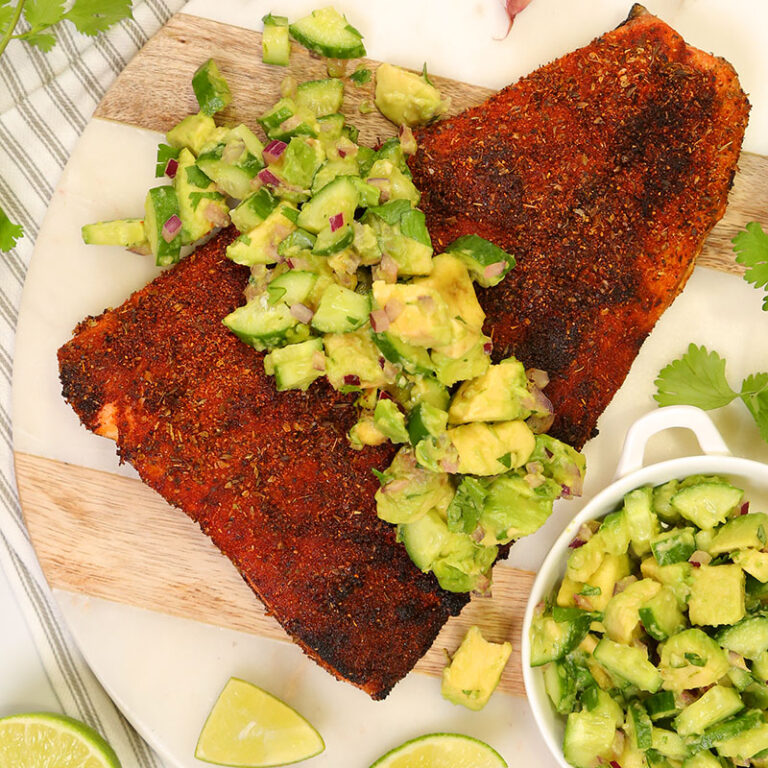 Blackened Salmon with Cucumber Avocado Salsa The Domestic Geek