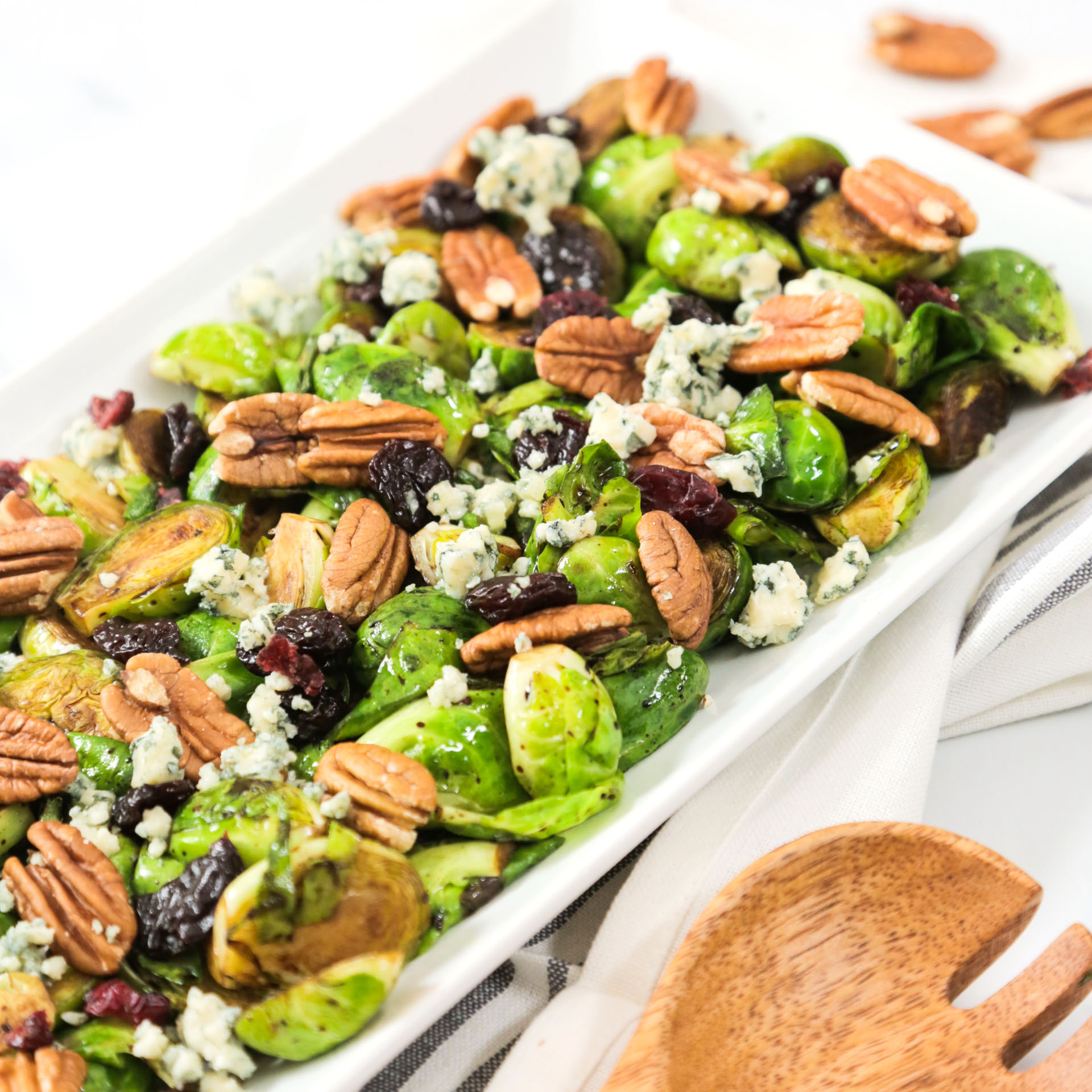 Brussels Sprouts with Cranberries, Pecans & Blue Cheese