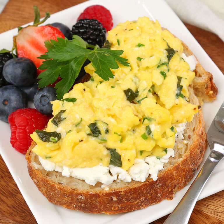 Herb & Goat Cheese Scrambled Eggs The Domestic Geek